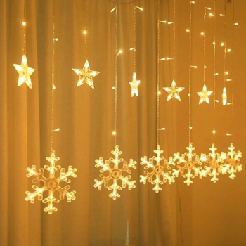 GÜN IŞIĞI - KAR TANE 3MT - FİŞLİ EKLEMELİ - FONKSİYONLU LUX SARKIT PERDE LED - DEKOR LAMBA (5460)