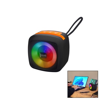 SİYAH KABLOSUZ HOPARLÖR - SPEAKER TAŞINABİLİR IŞIKLI USB ŞARJLI BT - TF CARD 10 MT MENZİL 1200mAH PİL - 5W (5460)