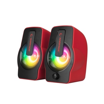 KIRMIZI - RGB IŞIKLI 1+1 HOPARLÖR SPEAKAER SET USB KABLO 2.0 MULTİMEDYA - 6W (5460)