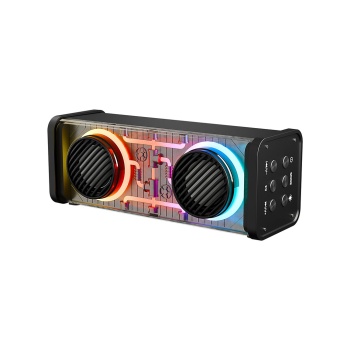 SİYAH KABLOSUZ HOPARLÖR - SPEAKER TAŞINABİLİR MP3 IŞIKLI USB ŞARJLI BT - AUX - TES 10 MT MENZİL 1200mAH PİL - 10W (5460)