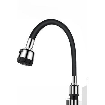 Renkli Silikonlu Oynar Başlıklı 2 Fonksiyonlu Spiral Musluk Başlığı - Siyah (5460)