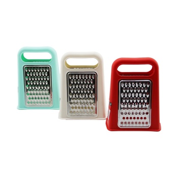 PİRAMİT  METAL MUTFAK RENDESİ ÇİFT YÖNLÜ  RENKLİ PLASTİK ÜSTTEN TUTMALI (5460)