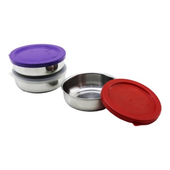 12CM   ÇELİK  SAKLAMA KABI  RENKLİ - ŞEFFAF PLASTİK KAPAK (5460)