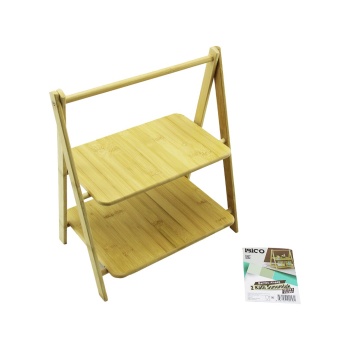 STAND - AYAKLI  2 KATLI AHŞAP - BAMBU SERVİS SUNUM TAHTASI 18X28CM -- 22X28CM (5460)