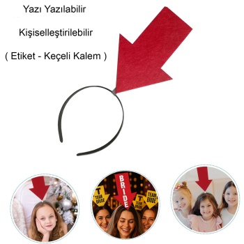 Kişiselleştirilebilir Ok Taç – Üzerine Yazı Yazılabilen Parti Tacı Kırmızı Renk (5460)