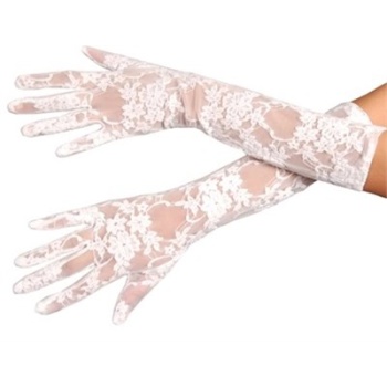 Beyaz Renk Orta Boy Dantelli Eldiven (5460)