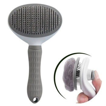 Kedi Köpek Tüy Toplayıcı Kendini Temizleyebilen Ergonomik Rahat Evcil Hayvan Tarağı Gri (5460)