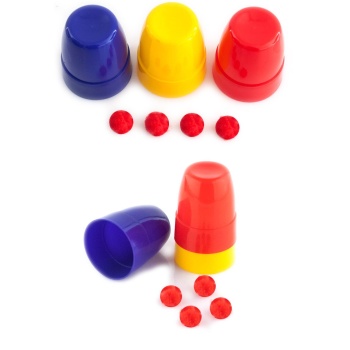 Kırmızı Top Kaybeden Renkli Kupalar Sihir Oyunu Sihir Malzemesi (5460)