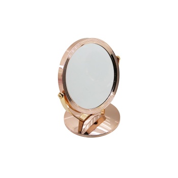 YUVARLAK 7 İNÇ= ÇAP:17.5CM MAKYAJ AYNASI ÇİFT TARAFLI BRONZ - GÜMÜŞ PLS.ÇERÇEVE SABİT AYAK (5460)