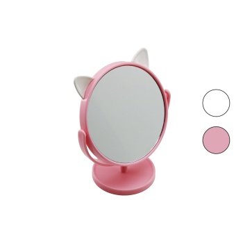 6 İNÇ  - 15CM - YUVARLAK KULAKLI RENKLİ PLASTİK MAKYAJ AYNASI AYAKLI (5460)