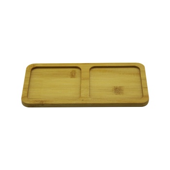 DİKDÖRTGEN - 2 BÖLMELİ - 10X19.5CM  AHŞAP BAMBU YAĞDANLIK ALTLIK (5460)