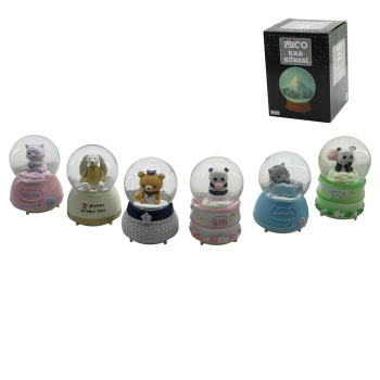 BÜYÜK BOY - 10CM PİLLİ - IŞIKLI MÜZİKLİ KAR KÜRESİ CAM HAYVAN FİGÜRLÜ - DESEN MİX RENKLİ HERHANGİ BİR TANESİ GÖNDERİLİR (5460)