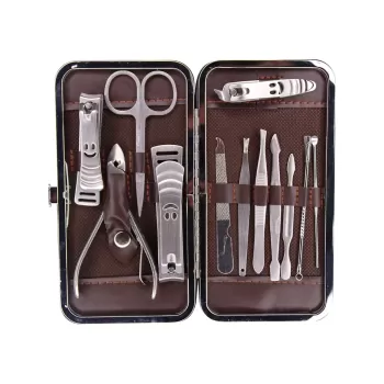 Tırnak Makası Tırnak Bakım Seti Deri Çantalı 12 Parça Set (5460)