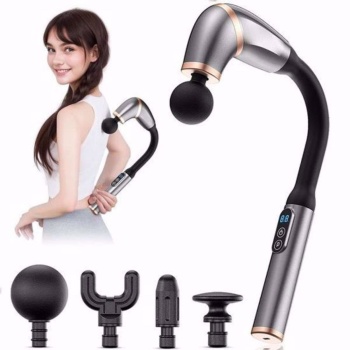 4 Farklı Başlıklı Uzun Saplı Derin Doku Masaj Tabancası, Boyun, Omuz ve Sırt için Ergonomik Saplı Çoklu Masaj Modlu Taşınabilir Masaj Aleti (5460)