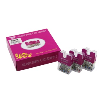 GLASS PINS HYALINE BUTTERFLY 1200 ADET RENKLİ TOPLU BAŞÖRTÜ İĞNESİ ŞEFFAF PLASTİK ASKILIKLI KUTULU (5460)