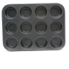 12 GÖZLÜ METAL - SİYAH DÜZ MUFFIN KALIP (5460)