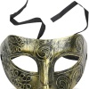 Altın Eskitme Yüz Maskesi - Antik Tarz Balo Maskesi (5460)