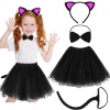 Kedi Kulak Taç Etek Kuyruk ve Papyon 4 lü Set Çocuk Fuşya (5460)