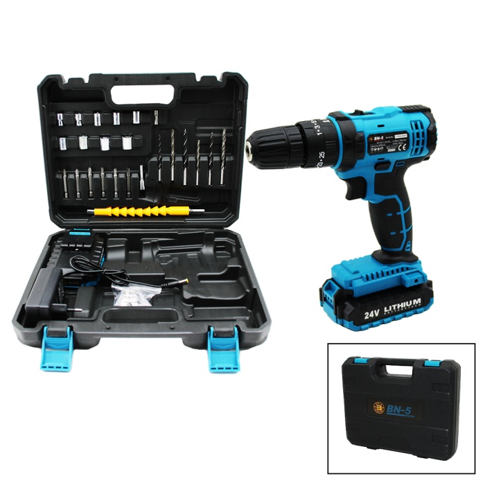 BANCO BN-5 STANLIY MAVİ 24W PROFESSIONAL ŞARJLI DARBELİ MATKAP SETİ ÇANTALI (5460)