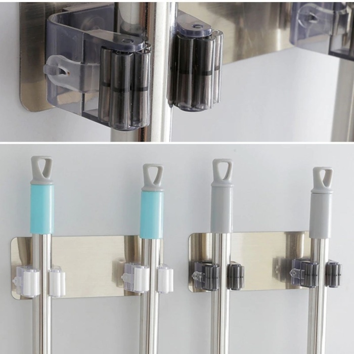 Pratik Organizer 4'lü Yapışkanlı Fırça Paspas Mop Fırça Sabitleyici Ergonomik Alet Aparatı (5460)