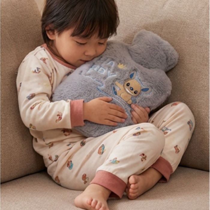 Mutlu Robot Hayvan Figürlü Gri Peluş Sıcak Su Torbası 1 Lt – Yumuşak Kılıf, Uzun Süre Sıcak Tutan Termal Su Torbası (5460)