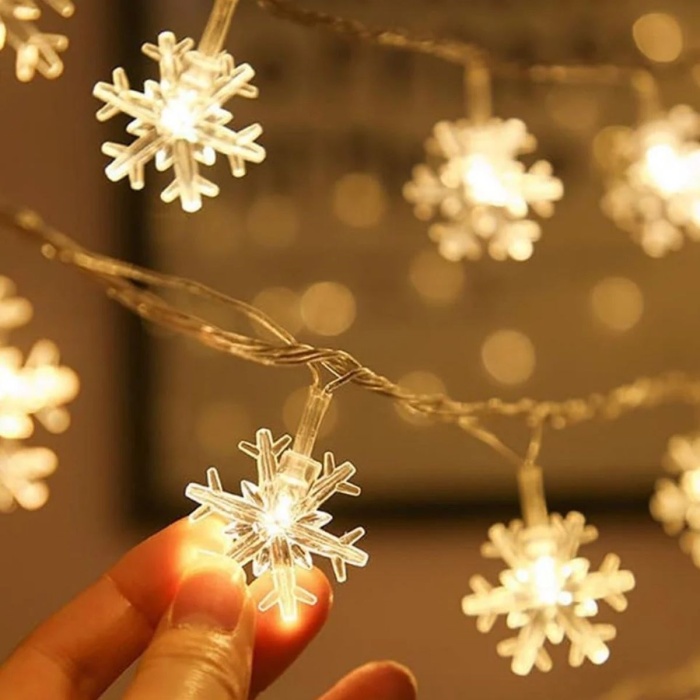 Kar Tanesi Şekilli 3.5 Metre USB LED Işık – 20 LED’li Dekoratif Kış ve Yılbaşı Aydınlatması (5460)