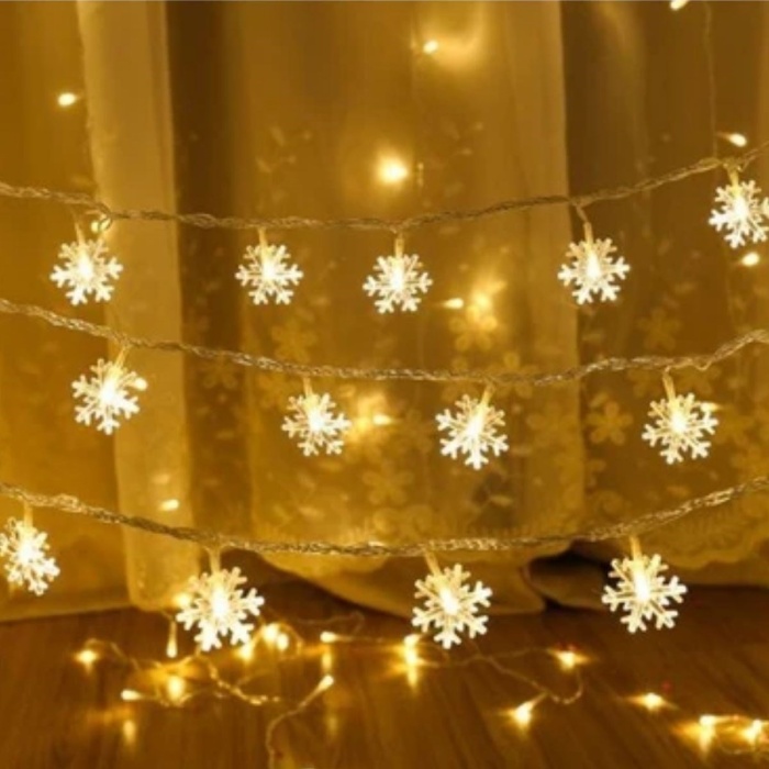 Kar Tanesi Şekilli 3.5 Metre USB LED Işık – 20 LED’li Dekoratif Kış ve Yılbaşı Aydınlatması (5460)