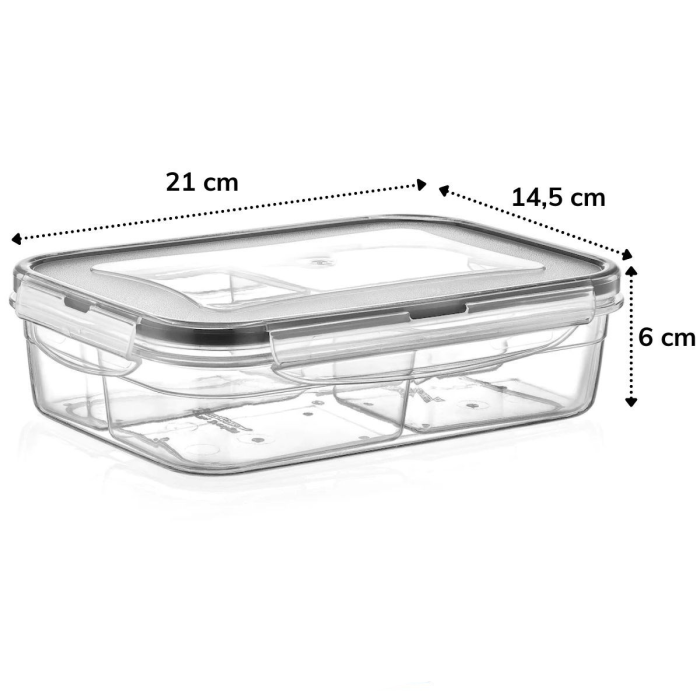 4 Bölmeli Sızdırmaz Contalı Kilitli Kapaklı 1 Litre Erzak Saklama Kabı -LC520 (5460)