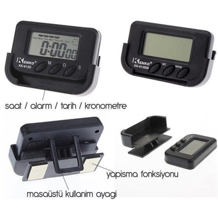 Ev ve Araç Tipi Dijital Saat Kronometreli Alarmlı Pilli Saat (5460)