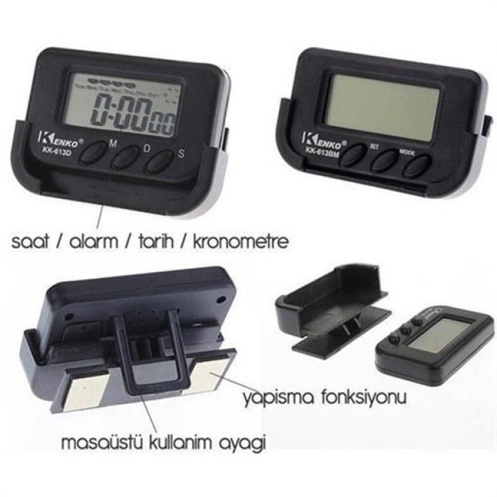 Ev ve Araç Tipi Dijital Saat Kronometreli Alarmlı Pilli Saat (5460)