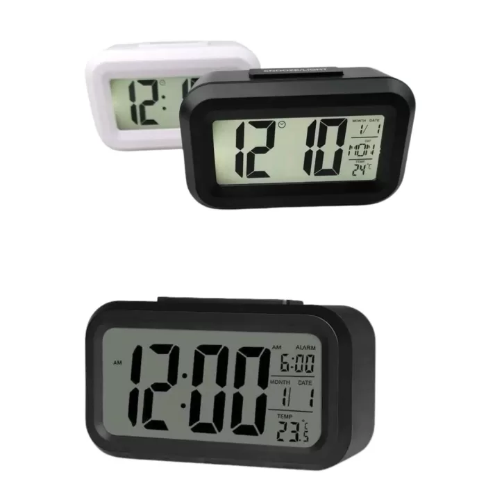 Masaüstü Saat Takvim Termometre Beyaz Siyah (5460)