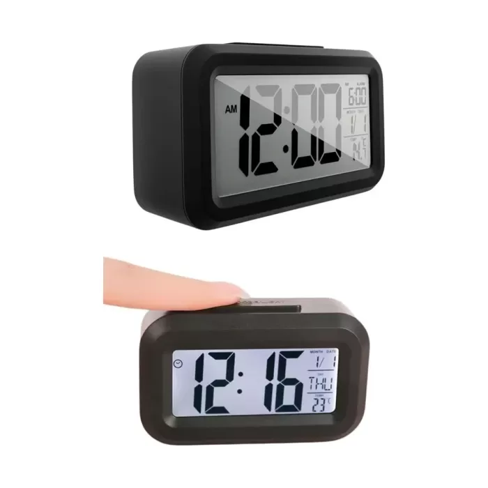Masaüstü Saat Takvim Termometre Beyaz Siyah (5460)