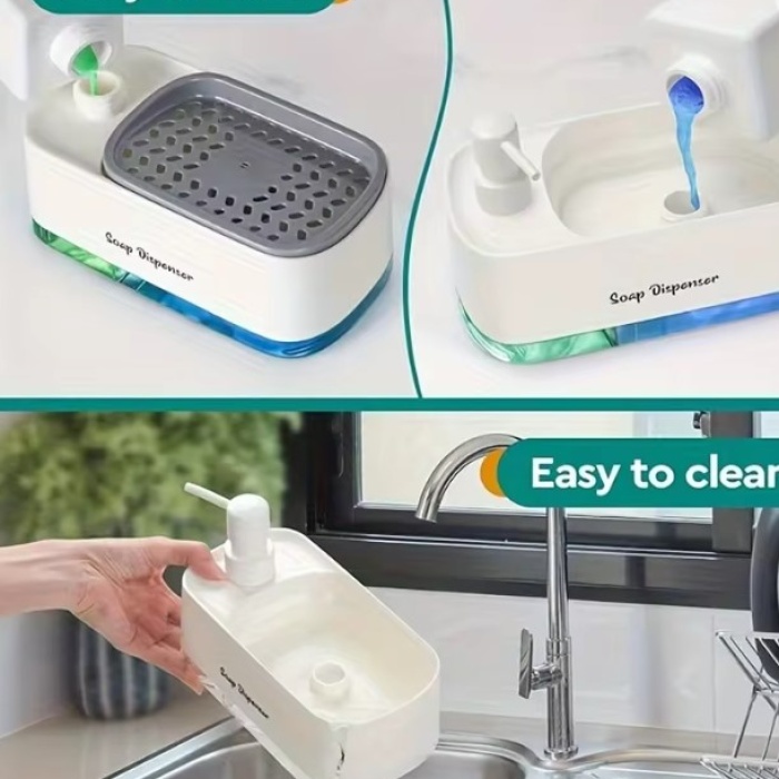 Çift Hazneli Sıvı Sabunluk, Süngerlik ve Otomatik Deterjanlık (5460)