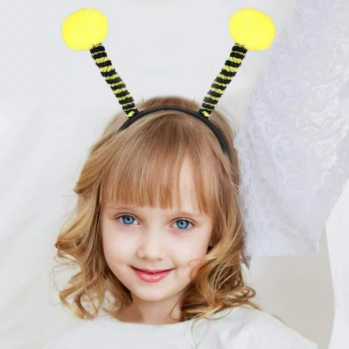 Gösteriler İçin Sarı Ponponlu Mega Arı Taç Arı Maya Tacı 25x11 cm (5460)