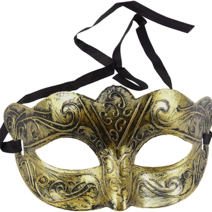 Altın Renk Eskitme Maskeli Balo Maskesi – Venedik Tarzı Parti Maskesi (5460)