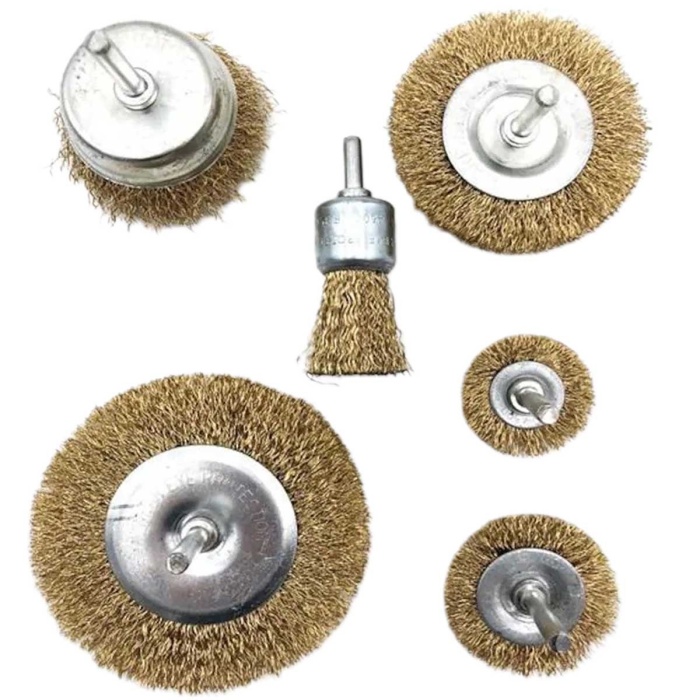 6&amp;apos;lı Pimli Tel Fırça Seti Pas Yağ Kir Boya Yapışkan Çözücü (5460)