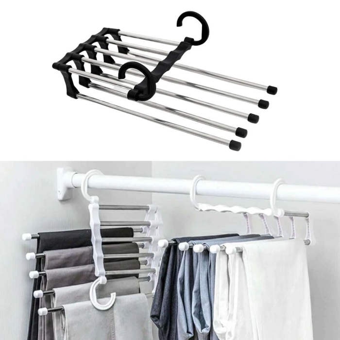 Hareketli Dolap İçi Pantolon Kravat Şal Askı Sistemi Düzenleyici Katmanlı Askılık Organizer (5460)