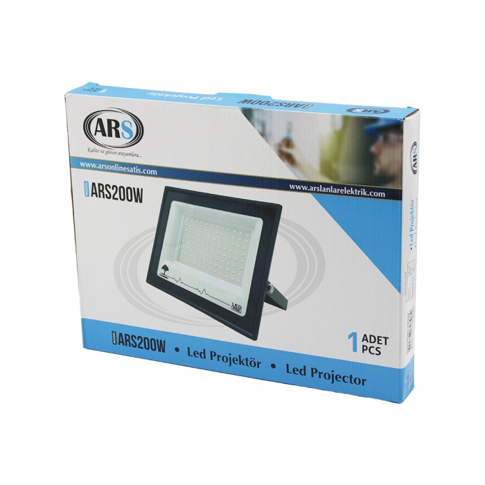 TEKLİ 200W LED PROJEKTÖR  29X22CM AYDINLATMA AÇISI: 120 DERECE 50.000 SAAT ÖMÜR MODEL-ARS200W (5460)