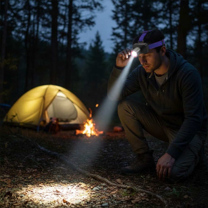 ŞARJLI 30W KAFA LAMBASI FENER 1 LED USB - TYPE-C KADEME IŞIK AYARI - FLAŞÖR (5460)