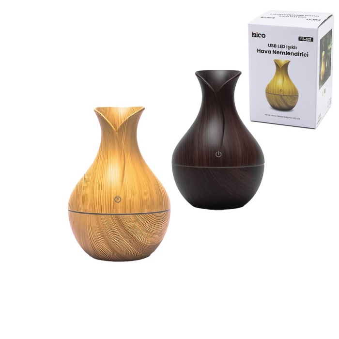 VAZO MODEL AHŞAP GÖRÜNÜMLÜ USB ŞARJLI - IŞIKLI HAVA NEMLENDİRİCİ - BUHAR MAKİNE - KOKU GİDERİCİ (5460)