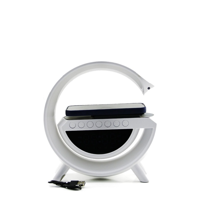 KABLOSUZ ŞARJLI HOPARLÖR SPEAKER G KASA RGB IŞIKLI SAAT FM RADIO ALARM BT USB TF AUX (5460)