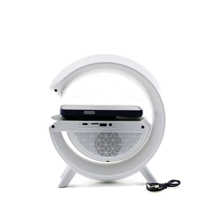 KABLOSUZ ŞARJLI HOPARLÖR SPEAKER G KASA RGB IŞIKLI SAAT FM RADIO ALARM BT USB TF AUX (5460)