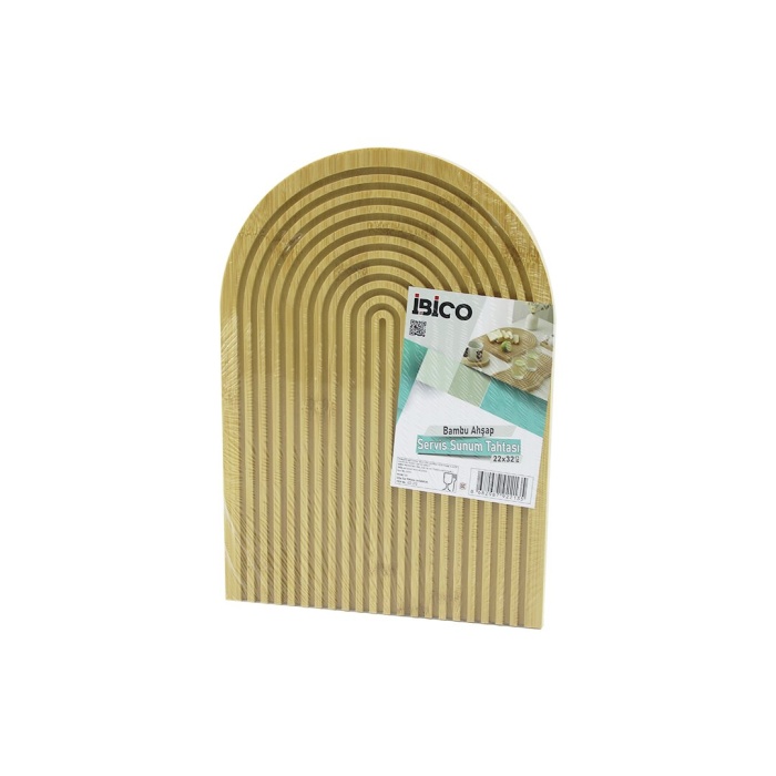 YARIM DAİRE  ÇİFT TARAFLI=DÜZ - KANALLI AHŞAP BAMBU SUNUM TEPSİ 22X32CM (5460)