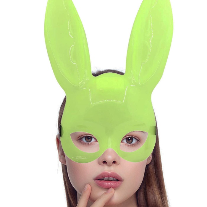 Karanlıkta Yanan Glow Floresan Tavşan Maskesi 32x22 cm (5460)