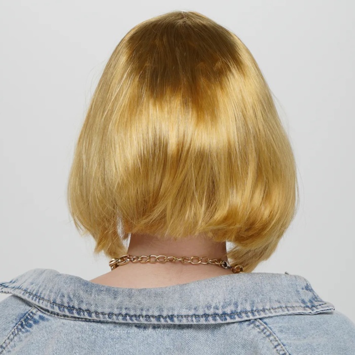 Altın Renk Düz Kesim Küt Parti Peruğu Kısa Takma Saç (5460)