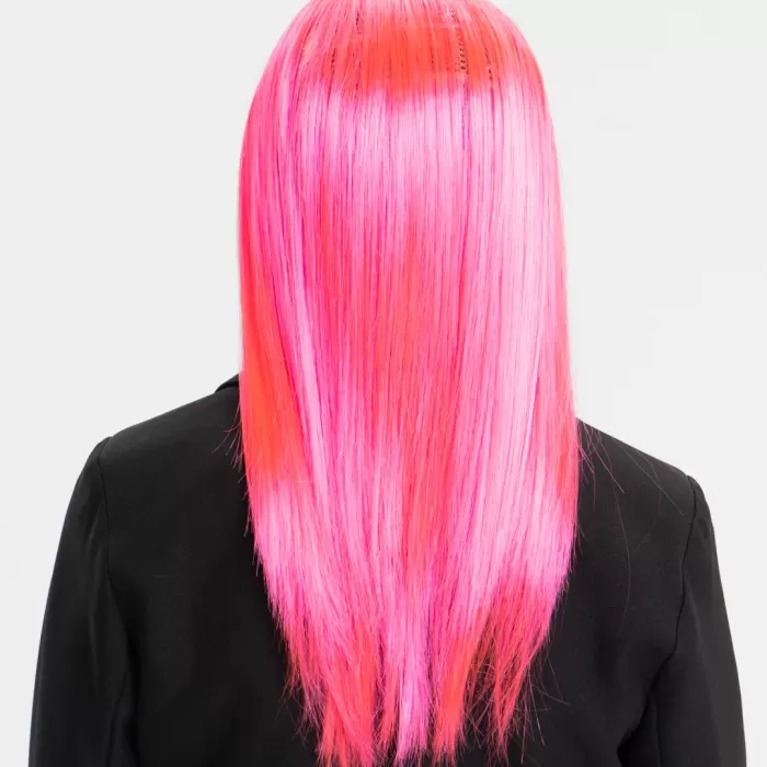 Şeker Pembesi Koyu Pembe Renk Uzun Düz Parti Peruğu (5460)