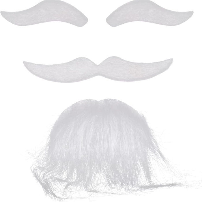 Beyaz Renk Kendinden Yapışkanlı Takma Sakal Bıyık ve Kaş Seti (5460)