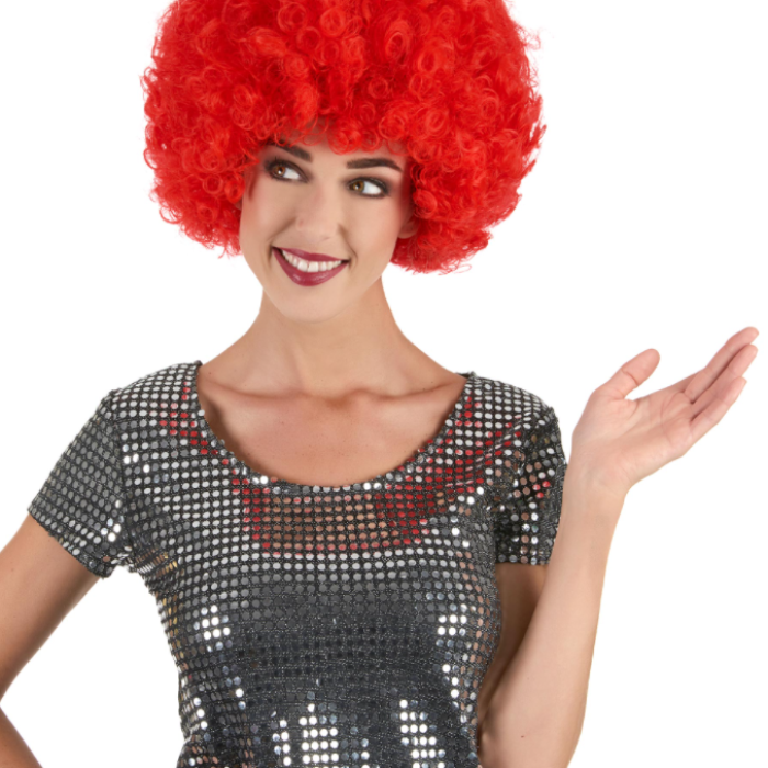 Kırmızı Renk Kıvırcık Afro Bonus Peruk (5460)