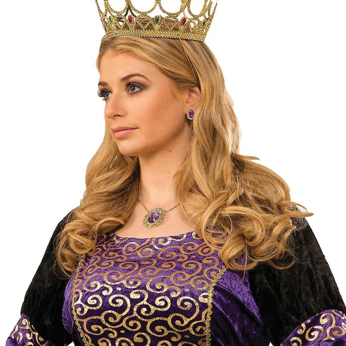 Taşlı Rönesans Kostümlü Kraliyet Ortaçağ Altın Kraliçe Prenses Tacı (5460)