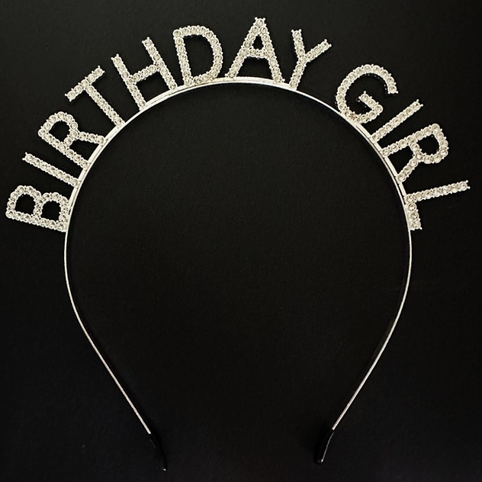 Gümüş Kristal Taşlı Birthday Girl Doğum Günü Tacı İthal Ürün A Kalite 17x16 cm (5460)
